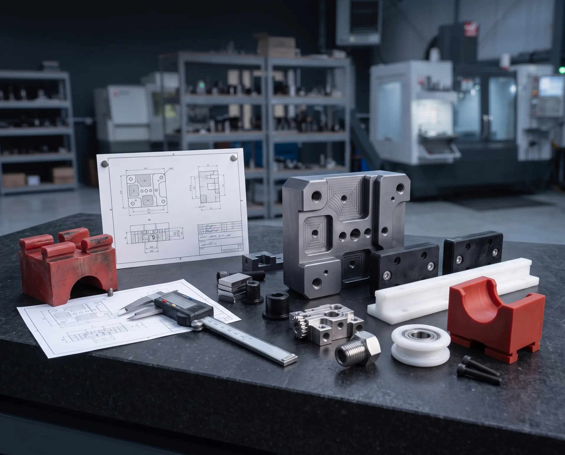Custom components prepared for manufacturing from technical drawings, measurements and samples