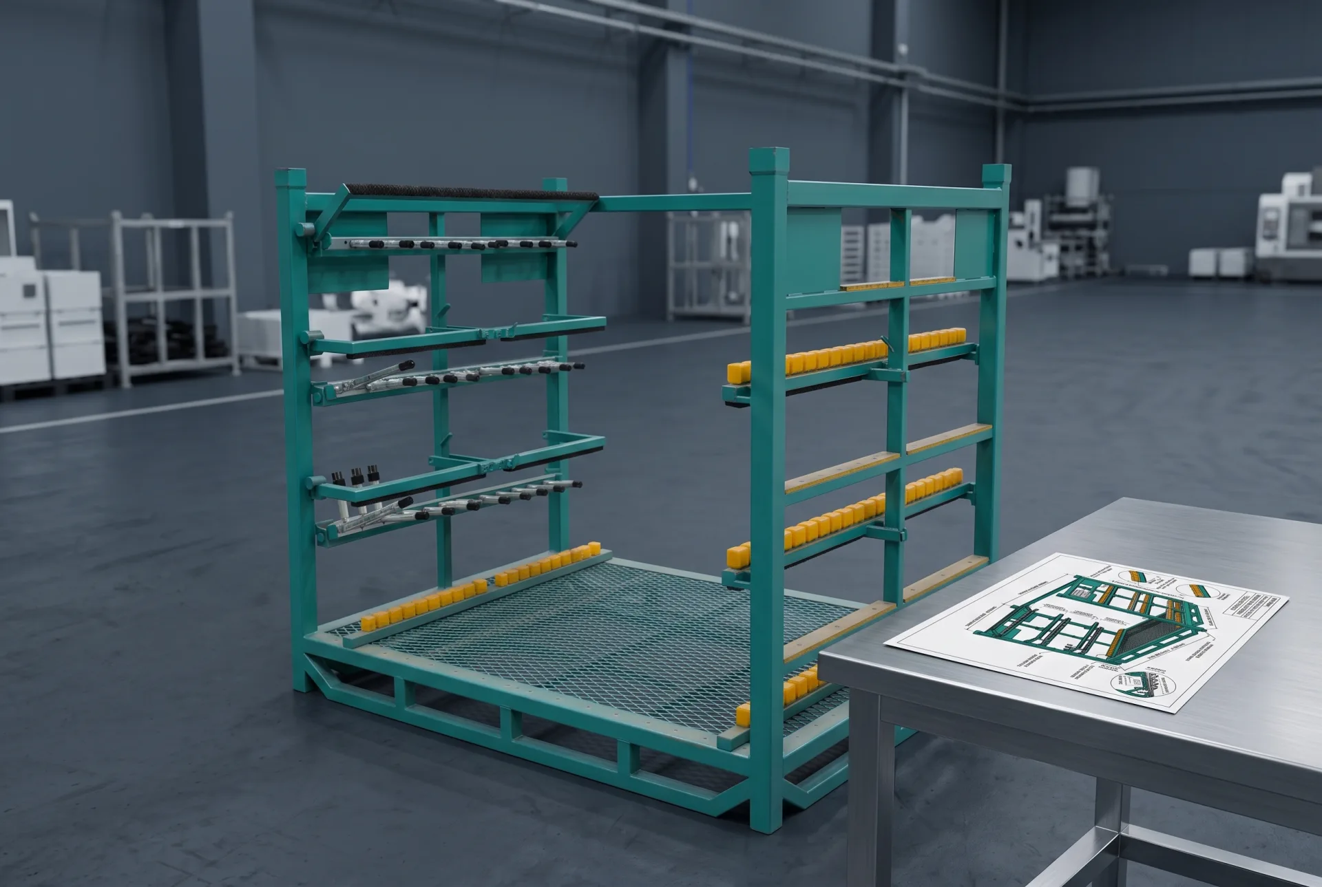 Custom transport fixture manufactured from a technical drawing