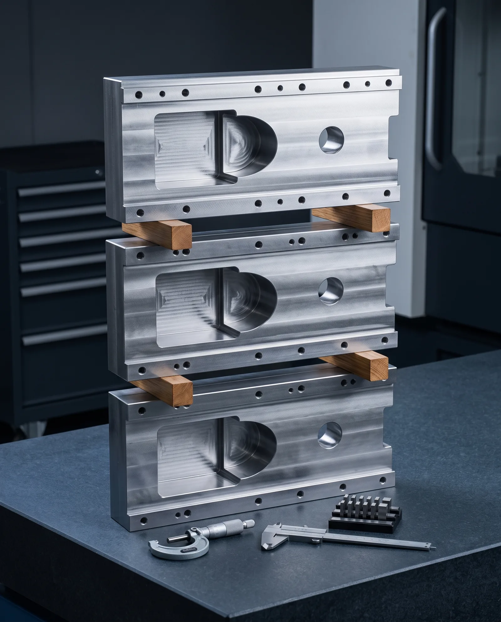 Precision-machined metal mould and fixture components