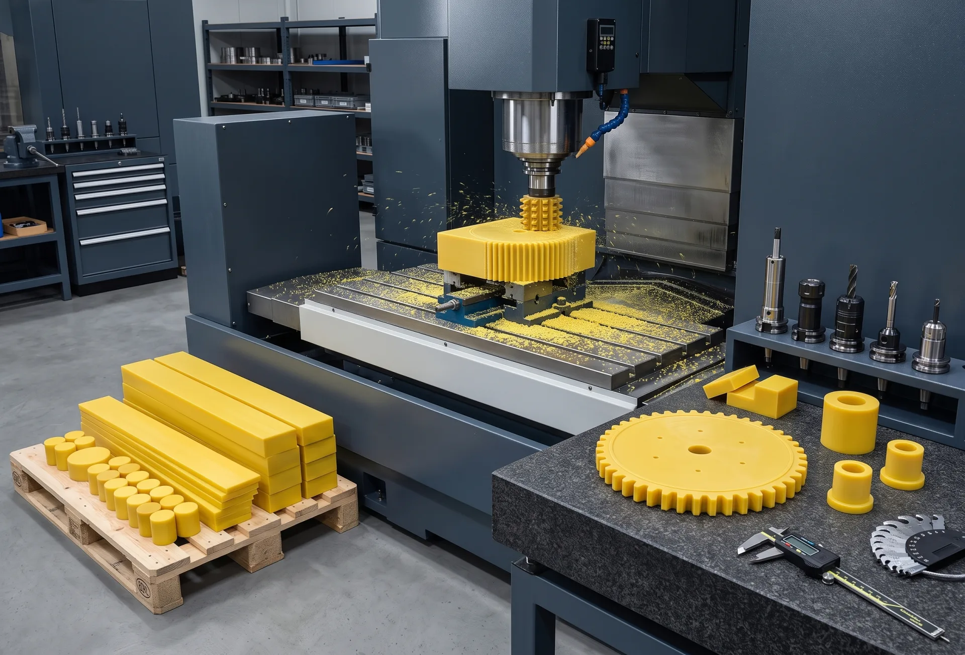 Precision machining of cast polyamide and finished gears
