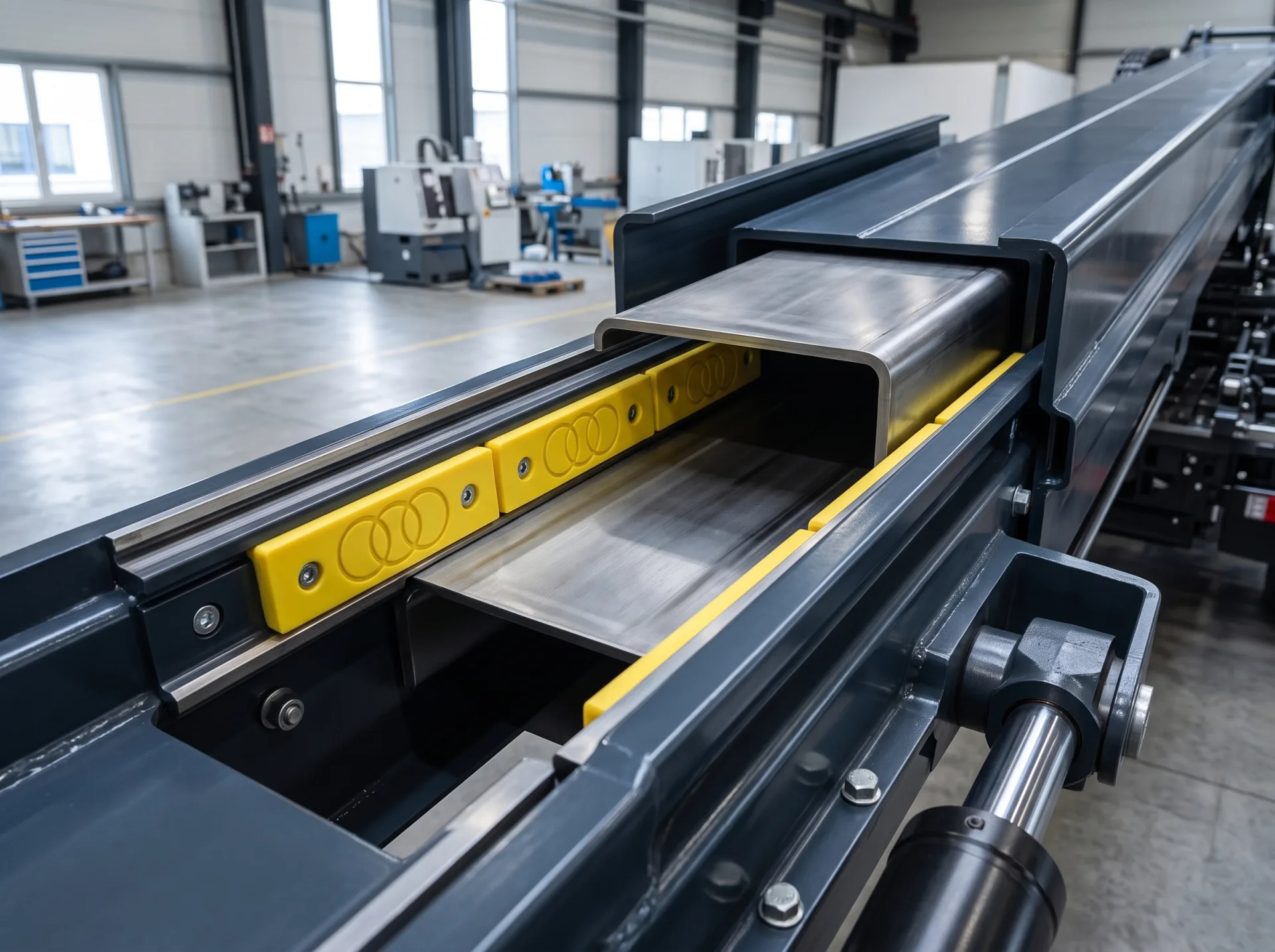 Engineering plastic slide pads and wear plates operating in a crane boom